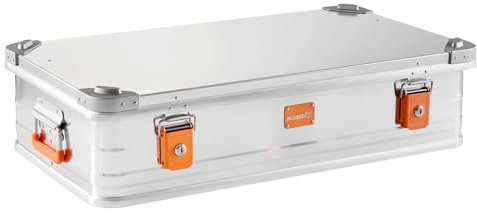 Alubox Alukiste abschließbar E92-17 - Premium Aluminium Lagerbox 50 Liter - Deckel mit Aluminium Druckguss Stapelecken und Gummidichtung - inklusive Schlösser - Bodenmaß E92 - Innenhöhe 17 cm