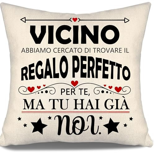 Aosumin Vicino abbiamo cercato di trovare il regalo perfetto per te ma tu hai già noi Divertenti fodere per cuscini per i vicini di casa Regalo di compleanno Regalo di Natale (vicino-b)