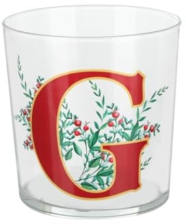 KASANOVA Bicchiere Natale lettera G vischio 360 ml