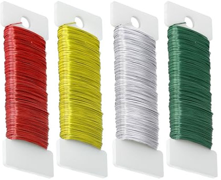 4 Rollen Basteldraht Dünn Set 0,35mm x 200m Draht zum Basteln Schmuckdraht Basteldraht Wickeldraht Blumendraht für Floristik Schmuckherstellung Bastelarbeiten Blumenstrauß (Jede Rolle 50m)