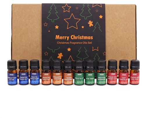 Festive Fragrance Oil Set - 12 Unique Christmas Scents for Diffusers, Candles, and Burners | Made in The UK