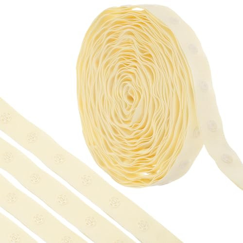 QUARKZMAN 4 Yard Snap Button Tape zum Nähen, Baumwoll-Snap-Button-Borte Schnellverschluss-Schnallenband für Kleidung Stoff DIY Handwerk, Beige