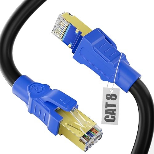 Cat 8 Cable Ethernet 2m, Cable Lan 2 Metros, Cable Ethernet Blindado SFTP, Cable Internet Cat8 2m, RJ45 Cable Red Alta Velocidad, Exterior Interior Impermeable para Switch, Router - 40Gbps 2000Mhz