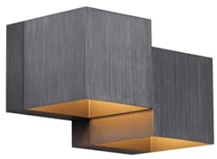 Qazqa - Moderne Wandleuchte Gunmetal 2-flammig - Transfer Double I Wohnzimmer I Schlafzimmer - Aluminium Andere I Quadratisch - LED geeignet G9