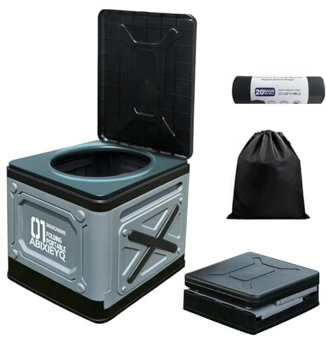 ABIXIEABIXIEYQ Faltbare tragbare Toilette für Erwachsene, kompakte Campingtoilette mit Anti-Rutsch-Basis & Tragetasche, 136.1 kg Kapazität für Wohnmobil, Reisen, Outdoor