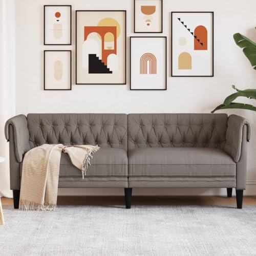 ChicAbode Chesterfield-Sofa 3-Sitzer Taupe Stoff Polstersofa mit Stützbeinen, Loungesofa Designsofa für Wohnzimmer, Couch Wohnzimmersofa