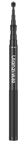 ULANZI VL02 2.7M Selfie Stick für Insta360 X5/X4/X3/GO 3S/ONE X2, Selfie Stick aus Kohlefaser für Gopro, DJI Osmo Pocket 3/Action 5 Pro, 1/4 Verlängerung, Längenverstellbar, Mit Handyclip