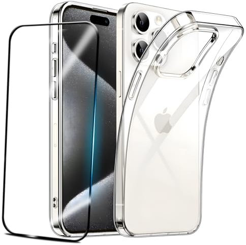 Case for iPhone 13 Pro 3D Full Coverage Screen Protector Tempered Glass + Soft Silicone Shockproof Slim Fit Phone Cover Ultra-Thin Lightweight Clear
