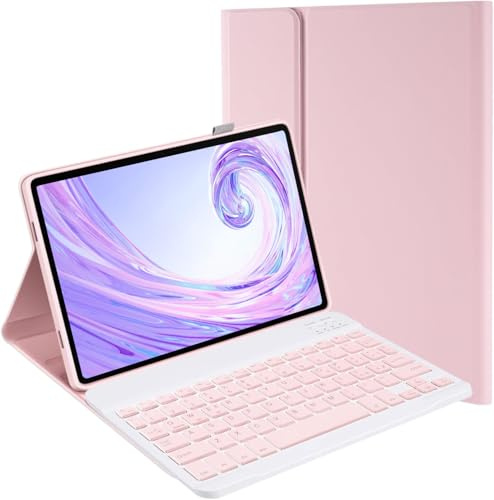 Tastatur mit Hülle für Xiaomi Redmi Pad 2 (2025) & SE (2023) 11, Rosa | TPU Rückseite Hülle mit Magnetisch Abnehmbarer QWERTZ Tastatur