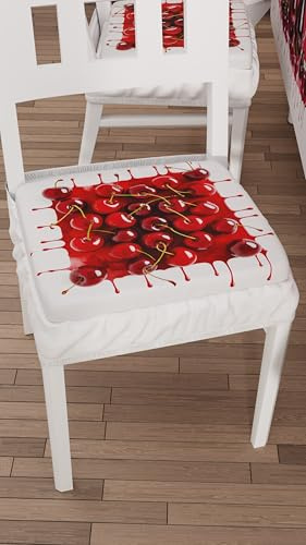 PETTI Artigiani Italiani – 2er-Set Stuhlkissen für Küchenstühle mit Gummizug, Mikrofaserbezüge, Stuhlkissen mit Gummiband, Design Kirschen, 100% hergestellt in Italien