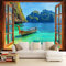 WHUOEUCO 3D Photo Wallpaper Island Sea View 300x210 cm Wall Mural Non-Woven Panoramic Poster Home Decoration Wallpaper Murals for Living Room, Bedroom, Kids Room, Office