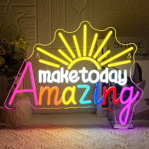 Horseneon Make Today Amazing Neon Schild Inspirierend Neonlicht Schriftzug Led Schild Wand Farbe Neon Sign Buchstaben Neons Licht LED Schilder für Klassenzimmer Home Schlafzimmer Turnhalle Yoga Dekor