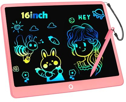LCD Schreibtafel Spielzeug für Kinder,Bunte Zeichentablett Doodle Board Elektronische Zeichnung Tablet Zeichnung Pads,Geschenke für 3-8 Jährige Mädchen Jungen Zeichentafeln (Rosa 16zoll)