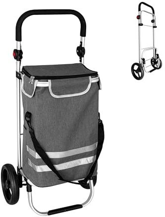 Relaxdays Einkaufstrolley, 2 große Räder, Kühlfach, abnehmbare Tasche, 45 l, bis 35 kg, Einkaufswagen klappbar, Farbwahl