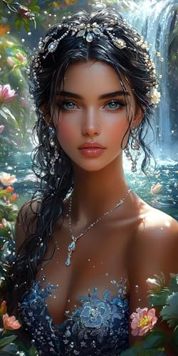 Diamond Painting Frau Diamond Painting Erwachsene Groß XXL 25x50cm Diamantmalerei Basteln Bilder Wasserfall Kristall Kreativ DIY Mosaik Herstellung Bastelset, MäDchen Geschenke Haus Wanddekoo J0P-1155