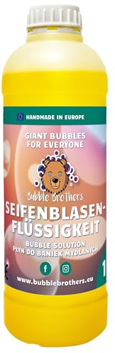 Bubble Brothers Liquido per Bolle di Sapone 1 Litro – Tanica di Ricarica per Bolle Giganti & Bolle di Sapone, Pronto all'uso – per Bambini & Adulti, Compleanno, Festa & All'aperto