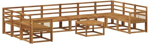 vidaXL Outdoor-Sofagarnitur 11 pcs Natur Massivholz Akazie, Akazienholz Sofa, modernes Outdoor-Sitzen, Garten-Sektional, vielseitige Patio-Anordnung, minimalistisches Garten-Lounge-Set