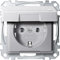 Merten MEG2314-0460 SCHUKO-Steckdose mit Klappdeckel, IP44, BRS, Steckklemmen, aluminium, System M