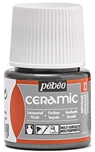 Pébéo - Ceramic - Couleur Opaque pour Terre Cuite, Céramique et Faïence - Effet Brillant - Finition Laquée - Flacon 45 ml, Metallise 025-013