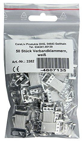 VERBANDKLAMMERN weiß mit Gummiband 50 St