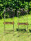 aubaho 2X Gartenstuhl Paar Stuhl Bistrostuhl Schmiedeeisen Eisen antik Stil braun Stein