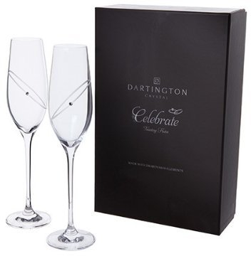 Dartington Personalised Celebration Clear Glitz Pair of Champagne Flutes Glasses - Add Your Own Message