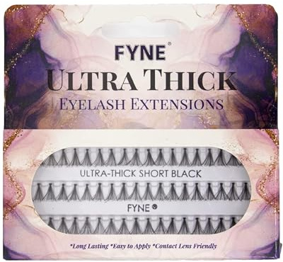 FYNE Individual Eyelashes, Black [60 Pcs, Ultra Thick Short 8mm, Single Pack] Individual lashes, Eyelash Extensions, Natural Look, Volume Cluster Lashes, False Lash Cluster