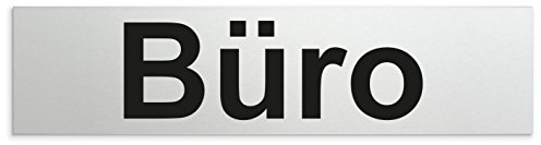 Türschilder24 Aluminium Türschild Büro 160 x 40 x 1,5mm (Oberfläche veredelt) • Selbstklebend