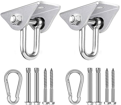 GothicBride Ganchos de Techo SUS304 Stainless Steel Tarea Pesada 360° Rotate Anclaje de Techo para Hormigón y Madera Yoga, Hamacas, Sillón Colgante, Saco Boxeo Capacidad 450Kg (2 Piezas Tipo U)