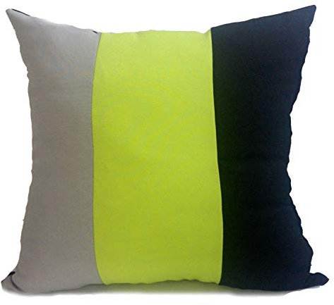 Set di 4 cuscini + federe 43,2 x 43,2 cm, colore nero/verde lime/grigio