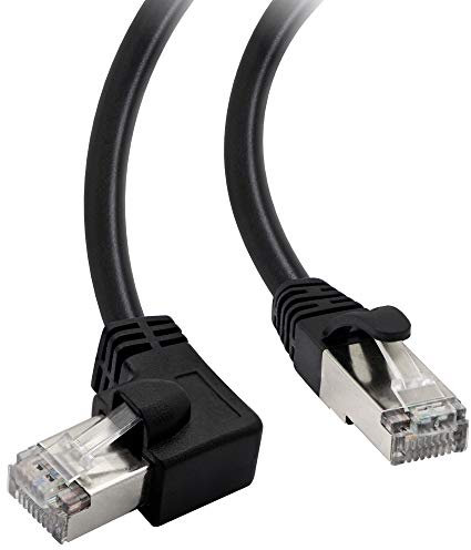 Cable Ethernet Cat5, RJ45 macho a macho de 90 grados, cable de conexión LAN de red de Internet para PC, router, módem, impresora, Xbox, PS4-1.5 pies (ángulo derecho)