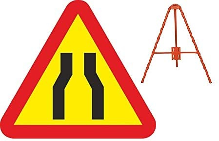 FERRETELIX® Panneau Métallique Rétrécissement de Chaussée avec Trépied – Type TP-17 Travaux Temporaires
