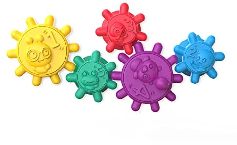 Baby Einstein Gears of Discovery, 5 Zahnräder mit Saugfuß, Sensorik & Feinmotorik Spielzeug fürs Baden, Spielen & Reisen, 12488