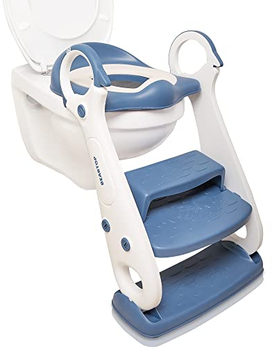 Premium Toilettensitz Kinder mit Treppe von BEARTOP | rutschfest | Toilettenhöhe 38-42cm | stabileres Design 2021 | bis zu 75kg | Toilettentrainer, WC Sitz, Trainer | Zufriedenheitsgarantie (3 Jahre)*