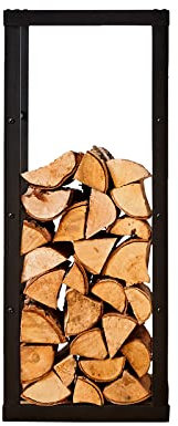 Neo Small Black Firewood Log Rack Storage 100x40x25cm Holder Metal Shelf Stand Tall Steel