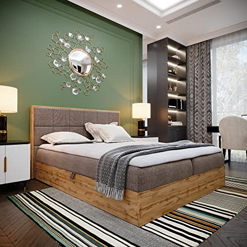 LOFT 2 Boxspringbett Doppelbett - Das Perfekte Bett für Ihr Schlafzimmer. 140x200cm Mit Bonellmatratze, Bettkasten für Bettwäsche und Topper. Mit Kopfteil. (Braun, 140x200)
