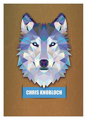 Kartenkaufrausch 2x personalisierte, Starke Wildtier DIN A5 Schulhefte, Rechenhefte mit polygonalem Wolf in braun Lineatur 28 (kariertes Heft)