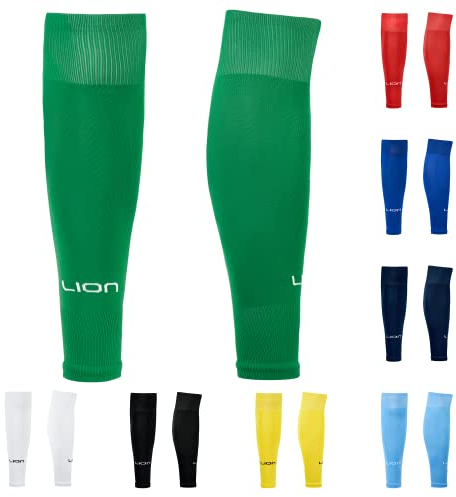 LION SPORTSWEAR Football Sock Sleeves To Accompany Grip Socks - Fits Over Calf/Shin Pads - Variety Of Colours To Match Your Team Kit (Green)