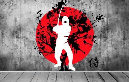 Japan Japanese Warrior Flag Samurai V6 Wall Art Wall Mural Wallpaper fit with Standard Wall Paper Paste 300cm Wide x 240cm deep v5