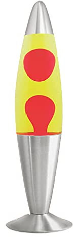 Almineez Magic 16” Lamp – Aluminium Soothing Colour Motion Wax and Liquid - Novelty Retro Fun Gadget Gift for Home Bedroom Desk Table Decoration Mood Relaxation Light (Red Wax/Yellow Liquid)