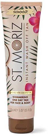 St Moriz Coconut Instant Wash Off Tan avec aloe vera, vitamine E, faux bronzage végétalien progressif, moyen 150 ml