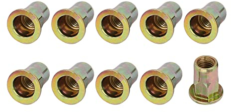 METALLIXITY Remache Tuercas (M8) 20uds, Carbono Acero Mitad Hexagonal Roscado Inserción Tuercas para Muebles Mecánicos Sujetadores, Dorado Tono