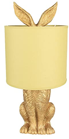 Clayre & Eef Tischlampe Kaninchen Ø 20x43 cm Goldfarbig Kunststoff Schreibtischlampe