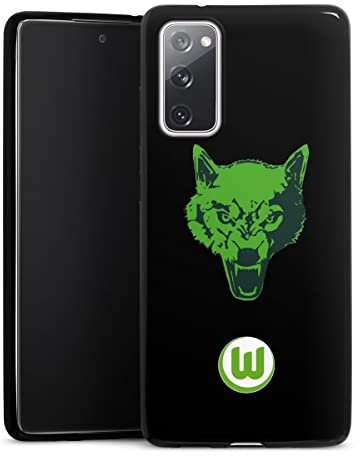 DeinDesign Slim Case extra dünn kompatibel mit Samsung Galaxy S20 FE Silikon Handyhülle schwarz Hülle Fanartikel VFL Wolfsburg Wolf