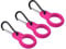 PATIKIL Silicone Water Bottle Clip with Buckle, 3 Pack Drink Holder Hook Keychain Clip Ring for Outdoor Activities Daily Use, Rose Red Black