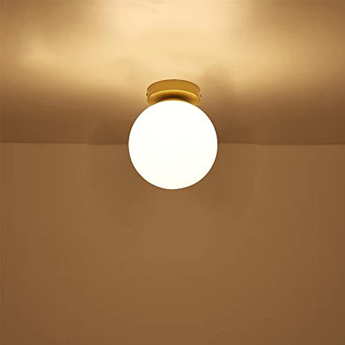 Mengjay Luminaire Plafonnier Vintage pour Salon,Moderne Simple Suspension Lampe boule abat-jour en verre,pour Lampe de Salle à Manger Cuisine Salon Chambre (Small)