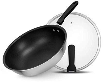 Olla de Hierro Forjado a Mano de Hierro Puro Nologo, Olla Antiadherente de Hierro Forjado sin Recubrimiento, Cocina Redonda para el hogar, Hierro Fundido