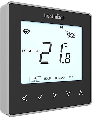 Kudos-Trading - Heatmiser NeoStat Black Programmable Water and Central Heating Thermostat Works with the NeoHub for Smart Control Alexa Google Assistant and Apple Home Kit (Black)