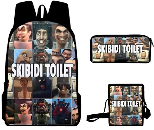 Xinchangda Toilet Backpack 3pcs Set Cartoon Game Cameramen TV Man 3D Print School Backpack Cute Students Schoolbag Titan TV Man Backpack