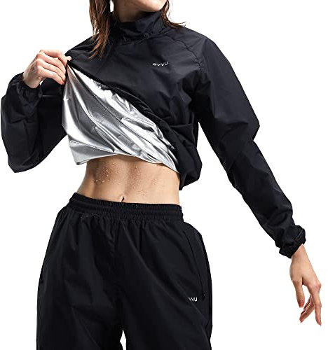 BVVU Traje de sauna para hombre y mujer con cremallera, talla grande, entrenamiento, sudor, sauna, pantalones, antidesgarros, entrenamiento, boxeo, gimnasio, color negro (mujer), talla L, negro (mujer